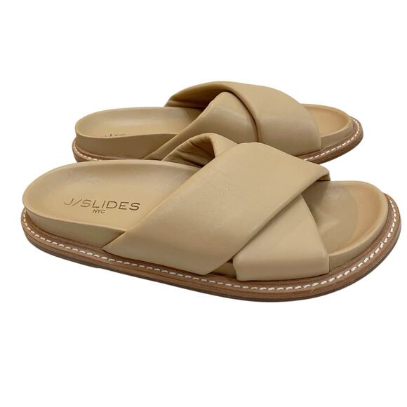 J/SLIDES Shoes - J Slides Roland Leather Sandals Slides 6.5M Tan Slip On Flats Casual Minimalist